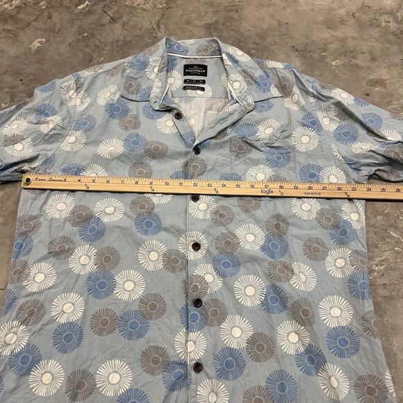Quicksilver Shirt Men XL Blue Floral Hawaiian Short Sleeve Waterman Collection - Picture 3 of 7